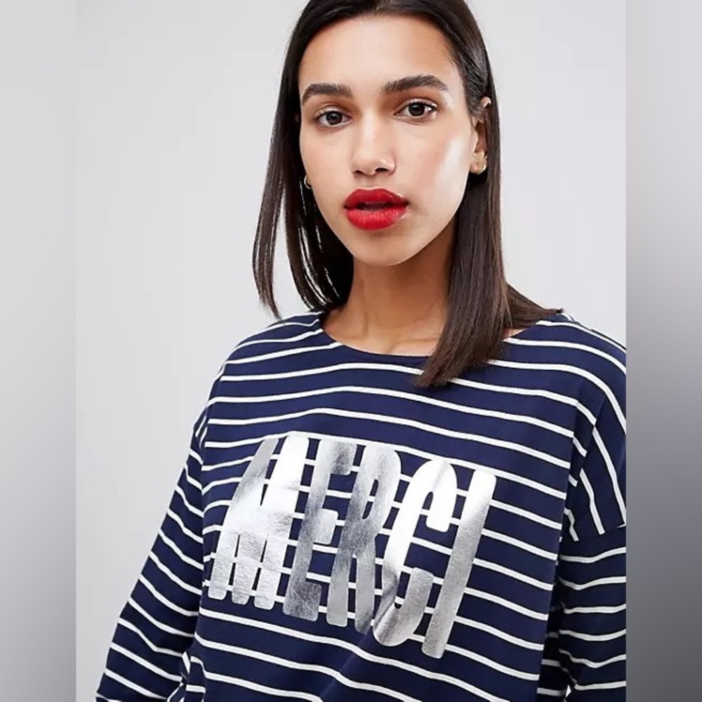 French Connection Merci Stripe Long Sleeved T-Shirt